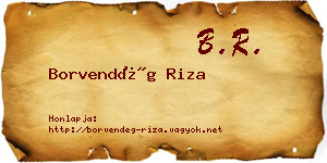 Borvendég Riza névjegykártya